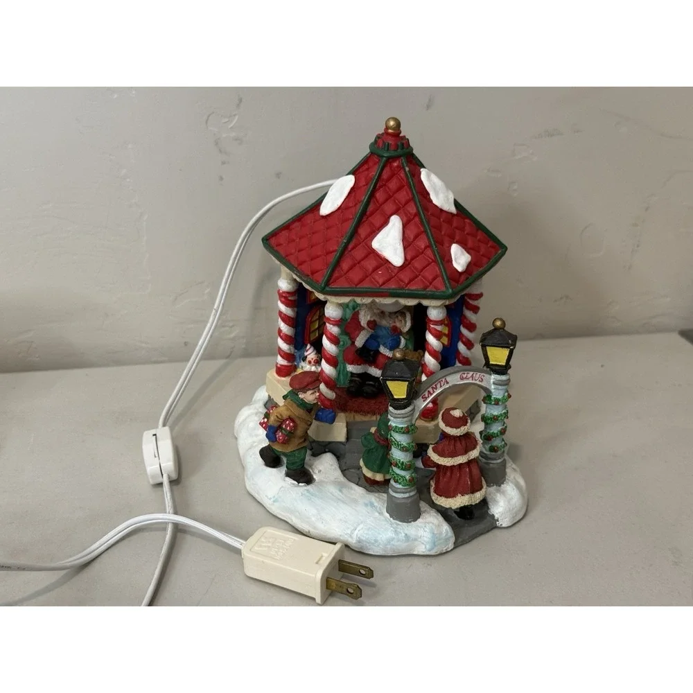 VTG Trim A Home Christmas Village Gazebo Santa Light Up Decoration Sears 788225